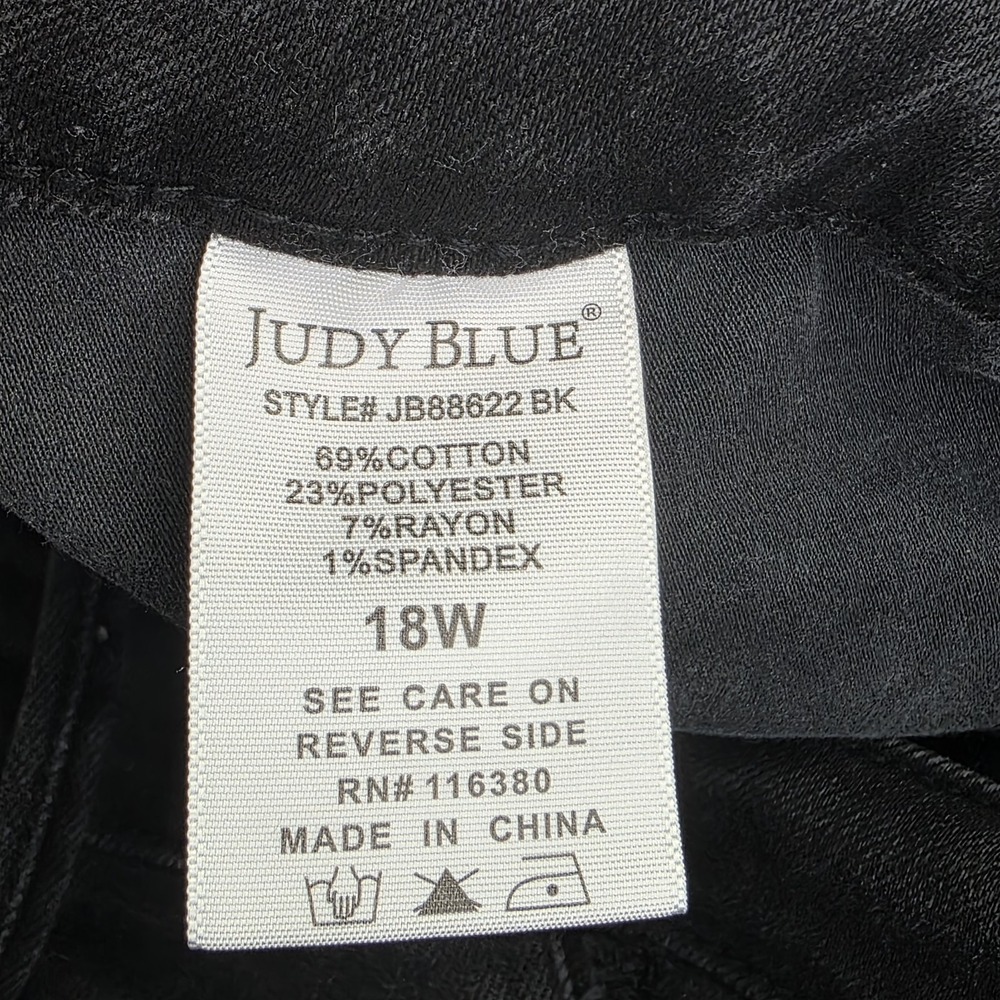 Judy Blue Jeans Womens Size 18W Flare Distressed High Rise Black Denim Pants - Picture 10 of 10